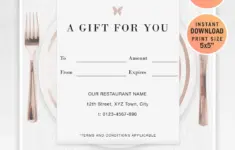 Restaurant Fillable Gift Certificate