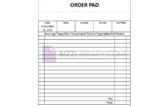 Restaurant Order Pad Template