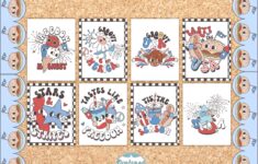 Retro Classroom Decor Printable Bulletin Board Border Patriotic Flip Flops For 4th Of July