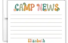 Retro Rainbow Summer Camp Camping Note Cards Stationery Fill In Blank Lined Or Blank Cards