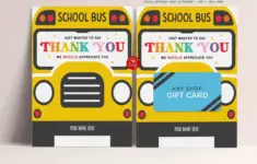 Rintable School Bus Driver Thank You Appreciation Gift Card Holder Template Instant Download