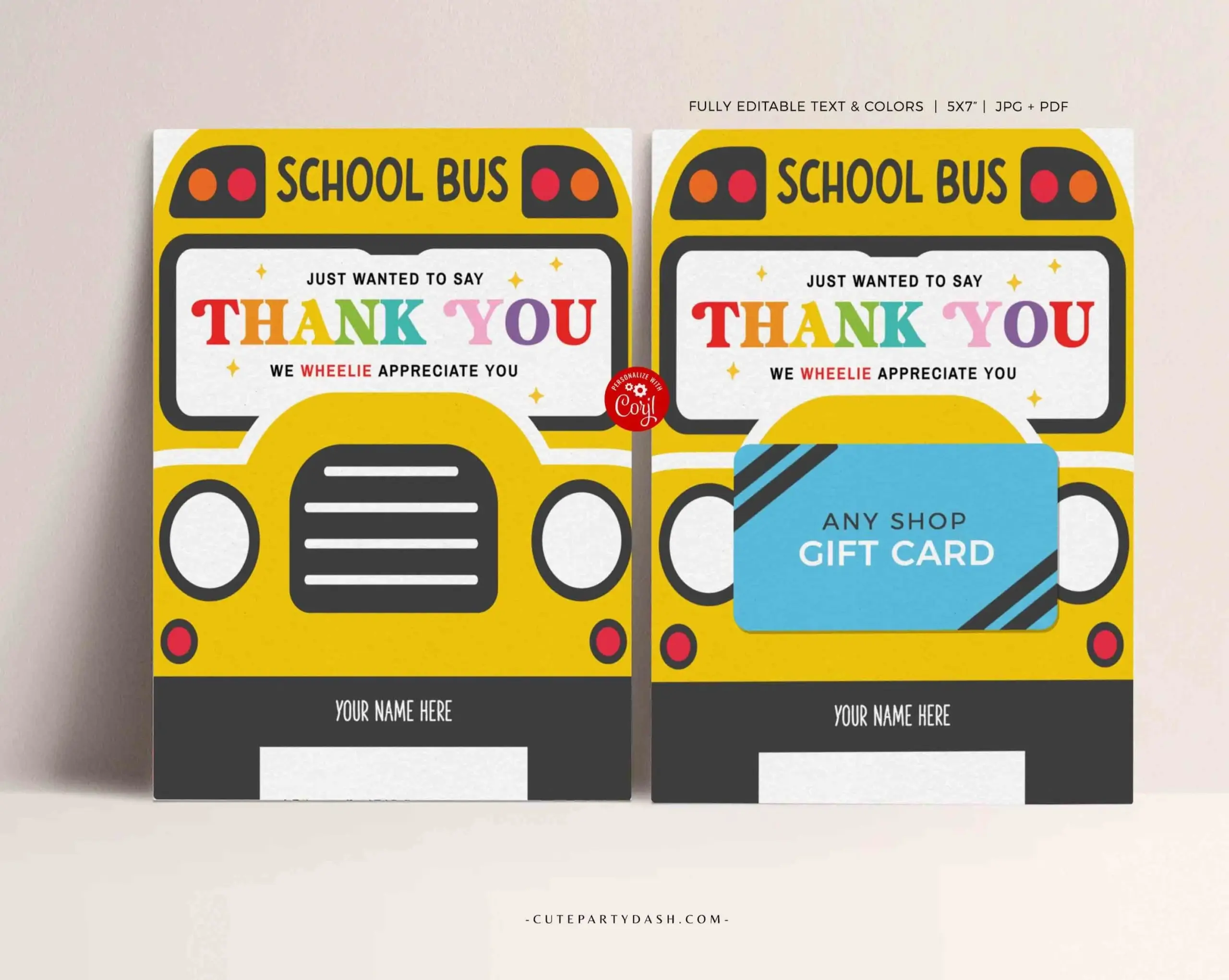 Rintable School Bus Driver Thank You Appreciation Gift Card Holder Template Instant Download Rintable School Bus Driver Thank You Appreciation Gift Card Holder Template Instant Download