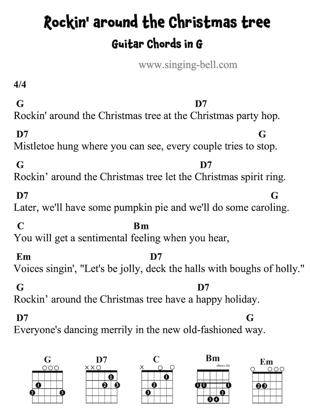 Rockin Around The Christmas Tree Guitar Sheet Music Chords Tabs Rockin Around The Christmas Tree Guitar Sheet Music Chords Tabs