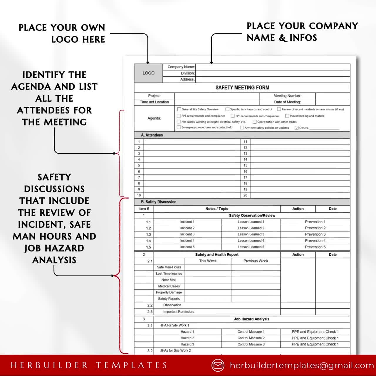 Safety Meeting Template Safety Minutes Safety Meeting Template Safety Minutes