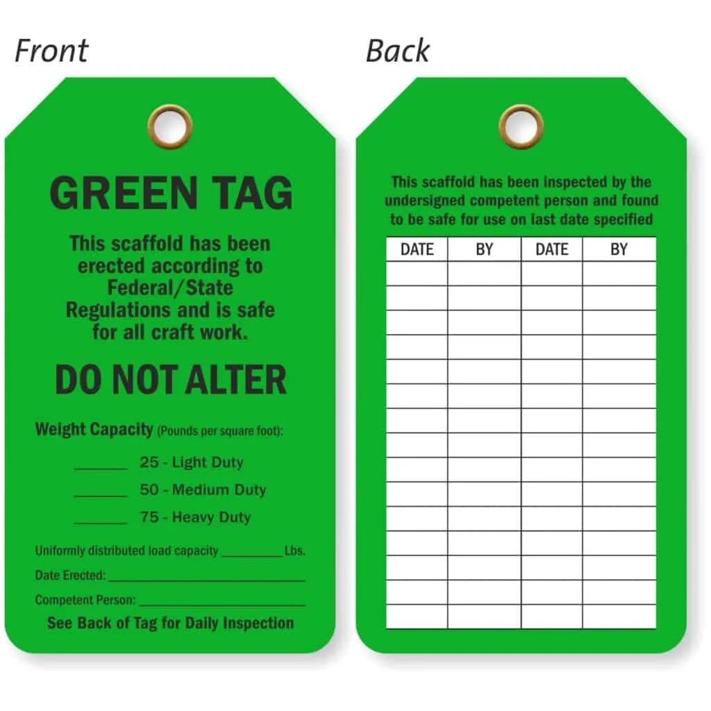 Scaffold Inspection Tags Scaffold Inspection Tags