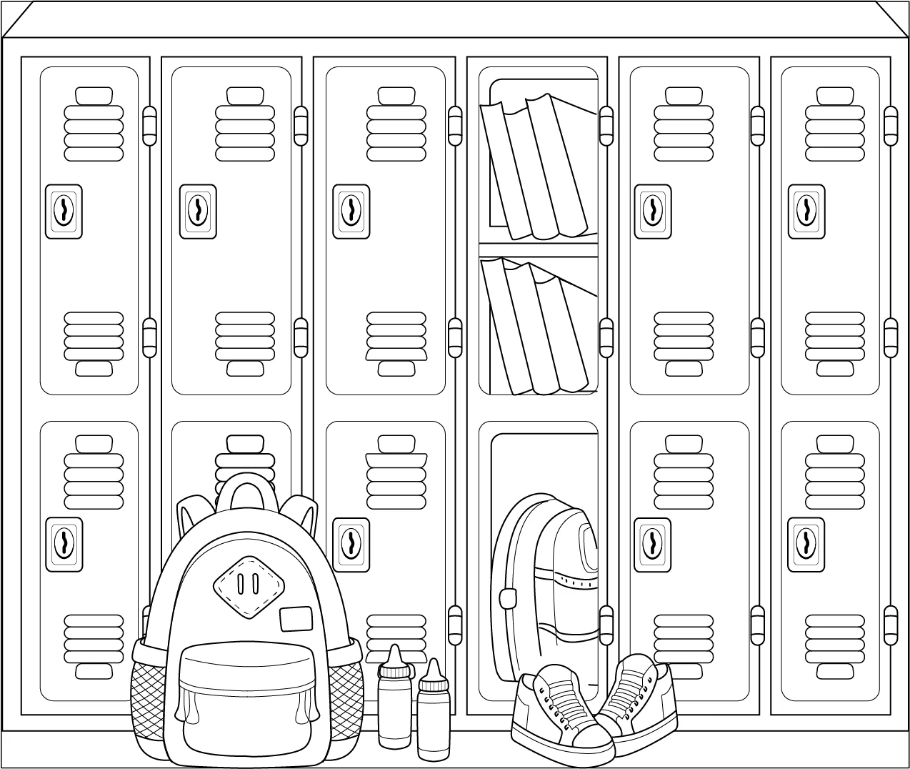 School Locker Coloring Page School Locker Coloring Page