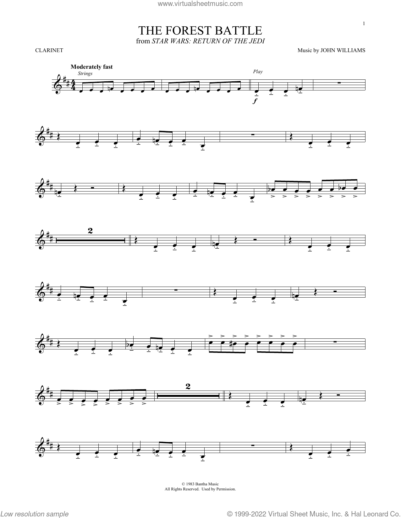 free printable star wars sheet music for clarinet
