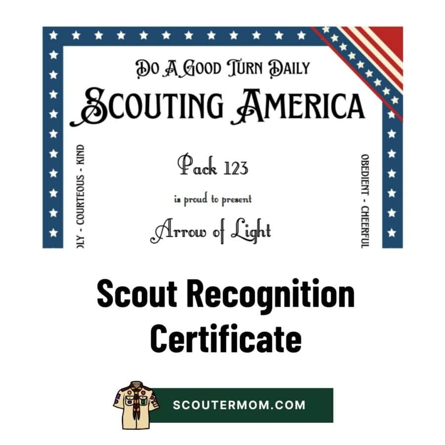 Scout Recognition Certificate Editable Scout Recognition Certificate Editable