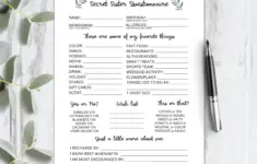 Secret Sister Questionnaire All About Me