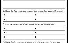 Self Control Worksheets Free Printable