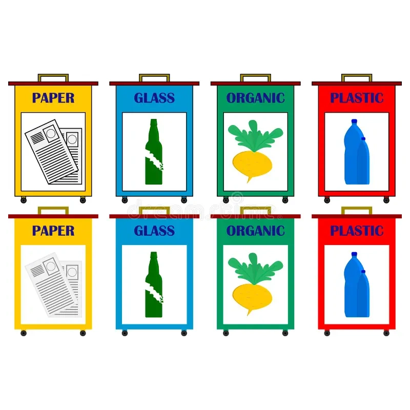 Set Garbage Cans Trash Bin Sorting Recycling Garbage Ecology Recycle Concept Isolated Flat Icons Vector Illustrations Set Image161452224