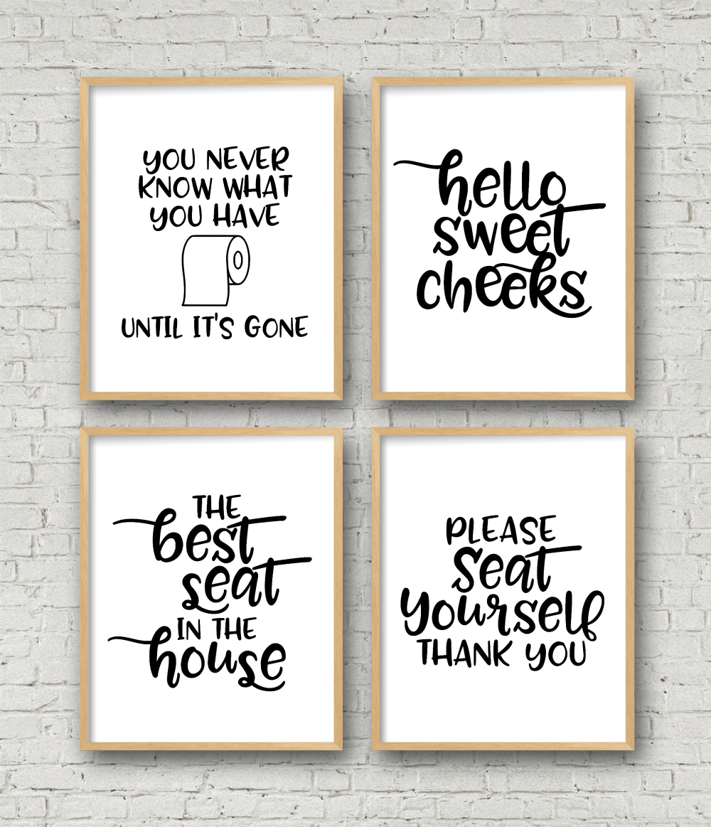 Set Of 4 Printable Bathroom Signs Set Of 4 Printable Bathroom Signs