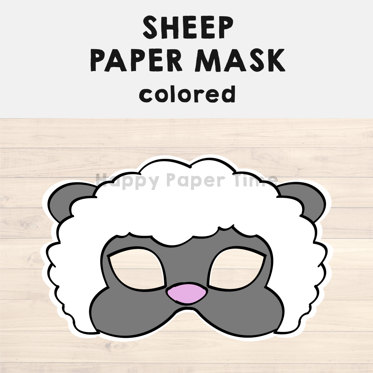 Sheep Paper Mask Printable Farm Animal Craft Activity Costume