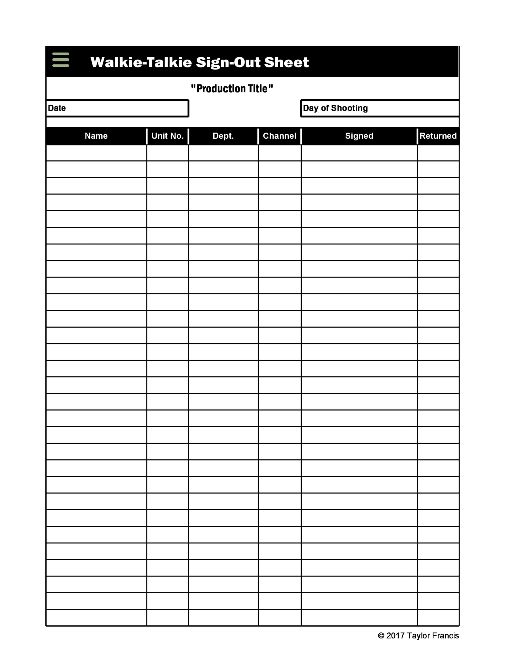 Sign In Sign Out Sheet Sign In Sign Out Sheet
