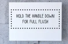 Sign To Hold Handle To Flush Toilet