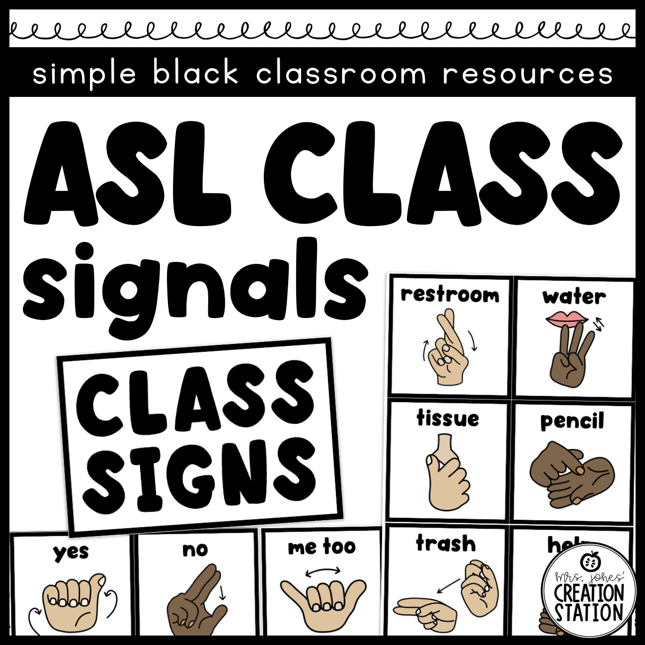 Simple Black Hand Signal Cards Simple Black Hand Signal Cards