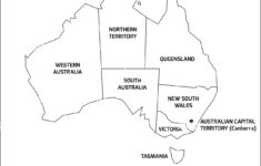 Simplified Map Of Australia Divided Into States And Territories Black Outline Map With Labels Image360275965