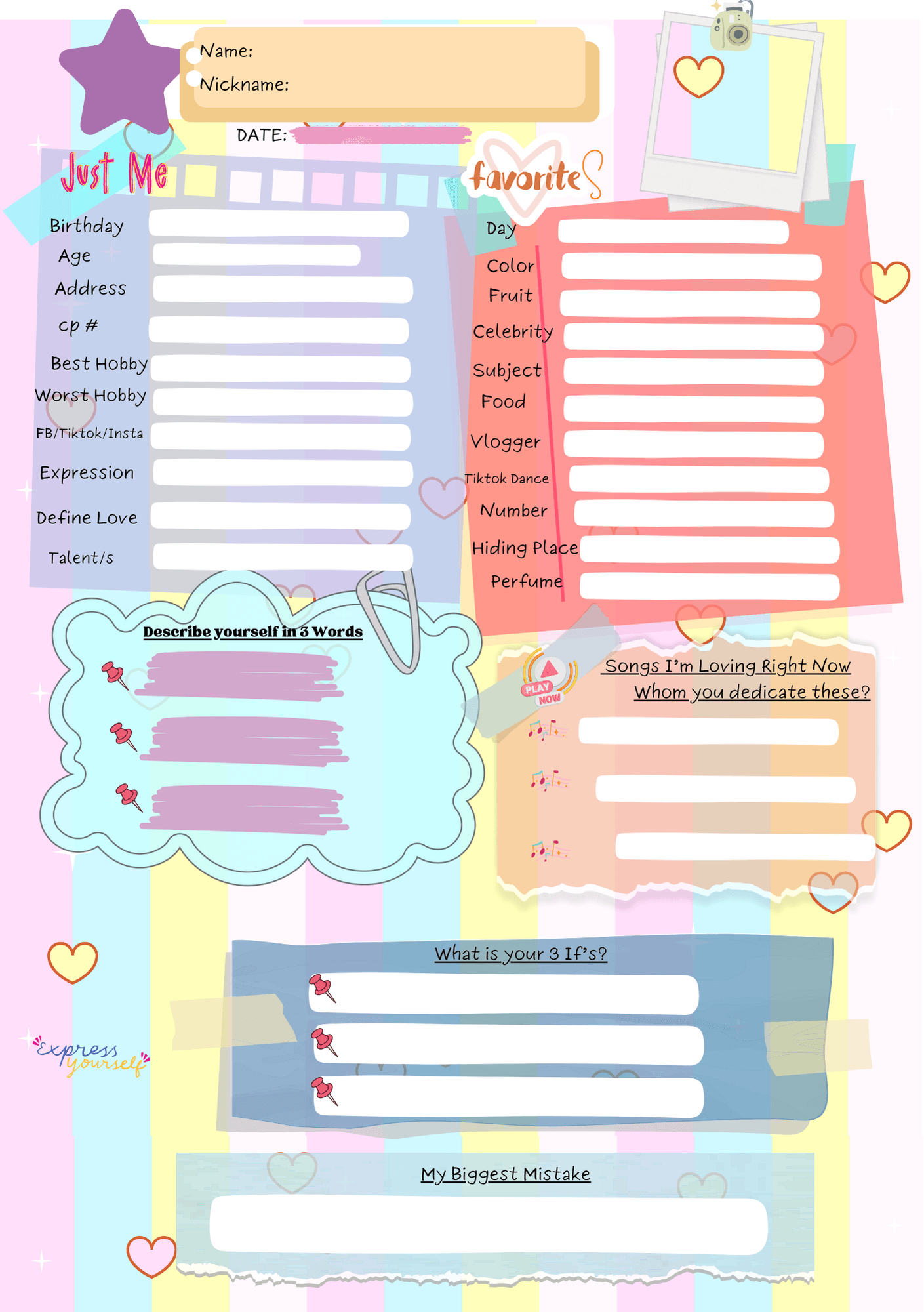 Slam Book Template