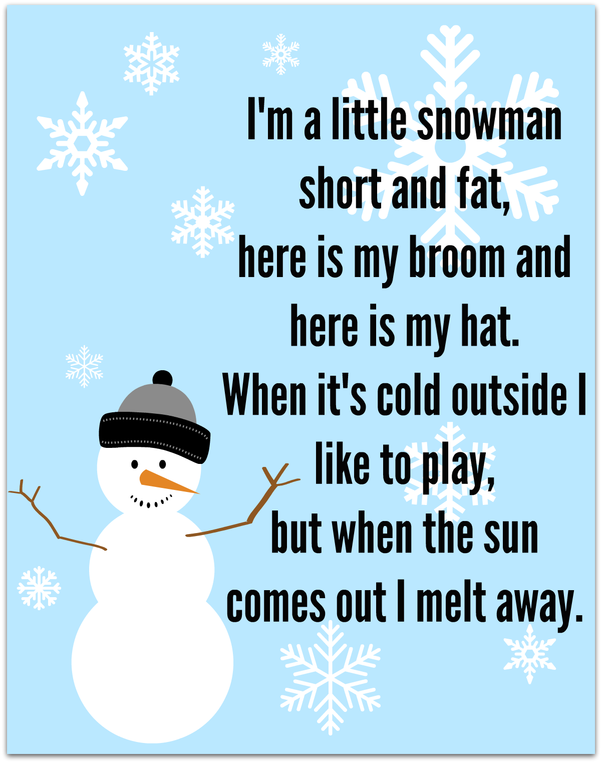 Snowman Song Free Printable Snowman Song Free Printable