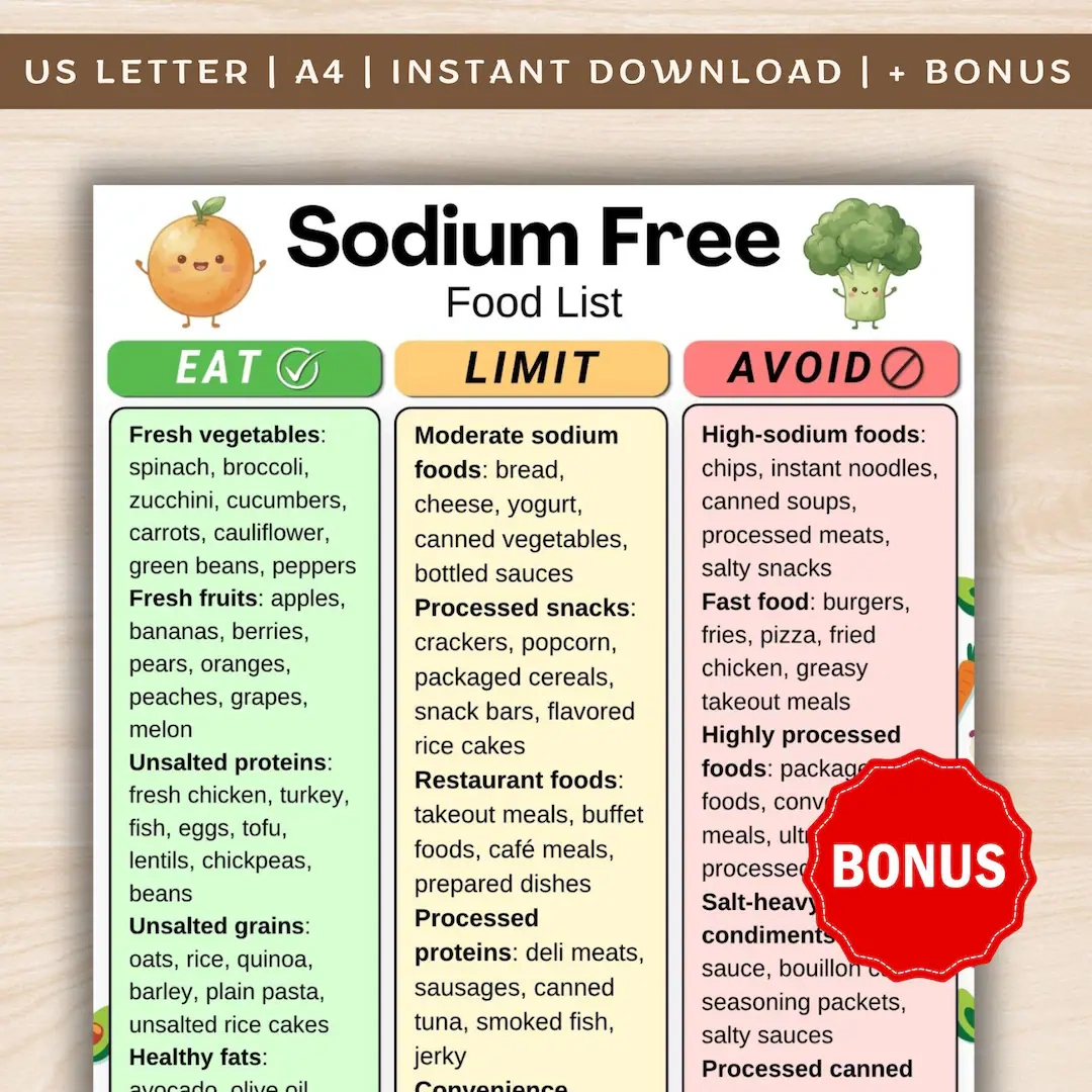 Sodium Free Food List Printable Low