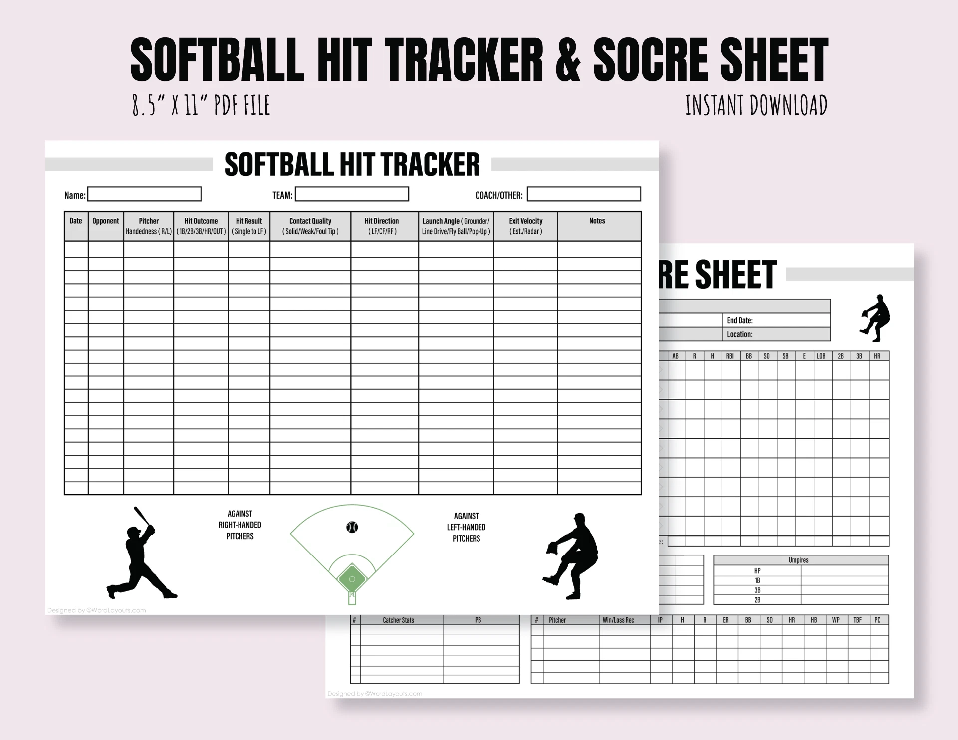 Softball Hit Tracking Sheet Template