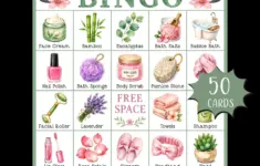 Spa Bingo Game Printable Self Care Party