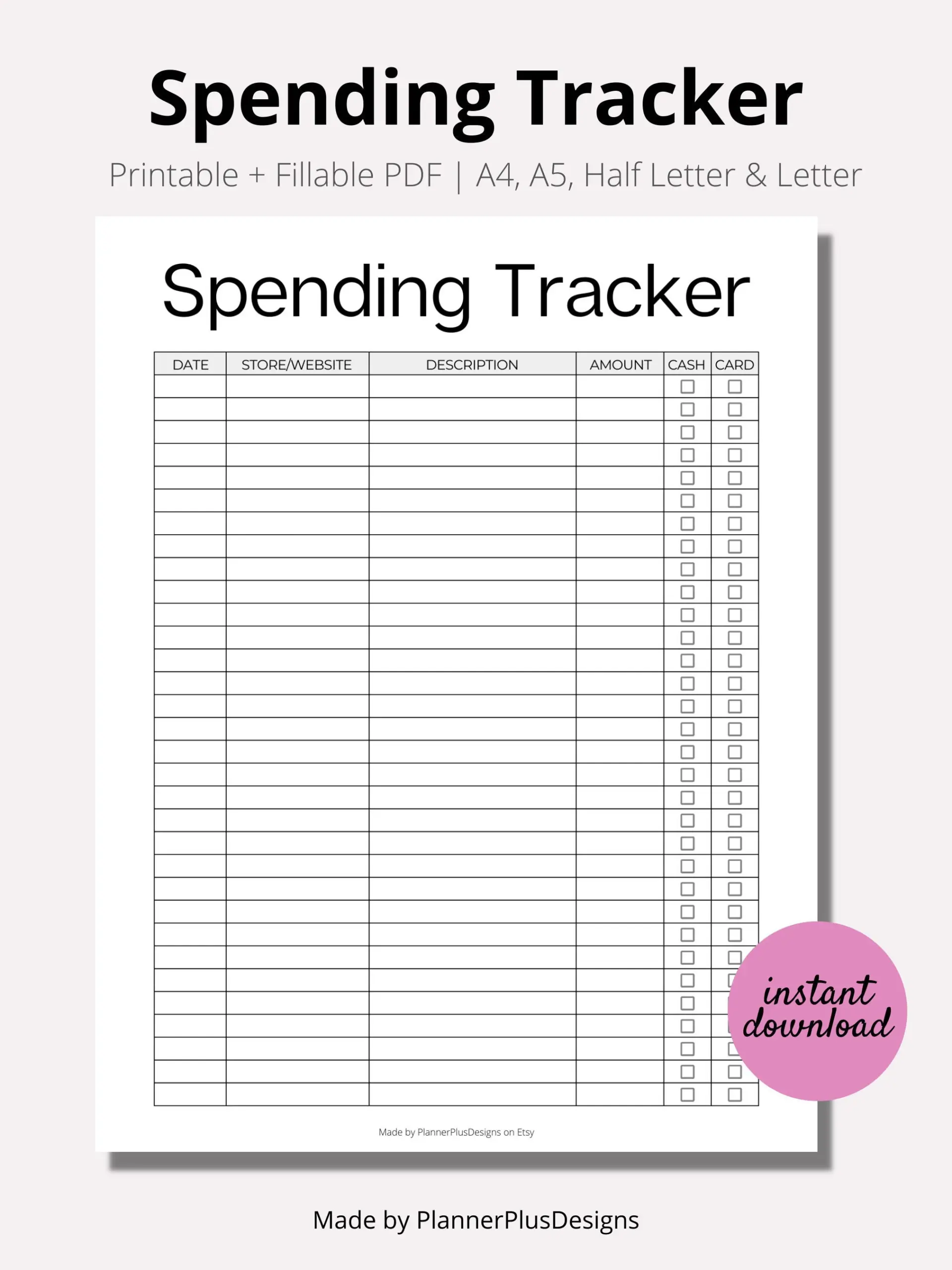 expense tracker free printable