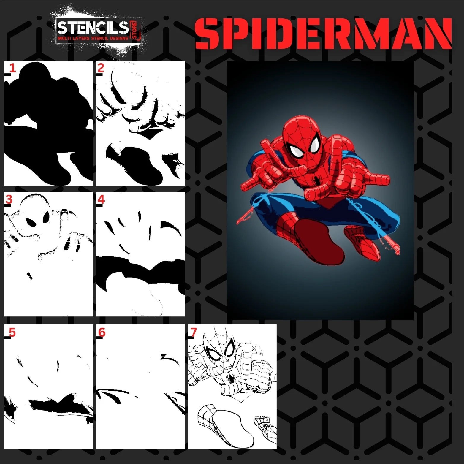 Spiderman Multi 7 Layers Digital Download Stencil Design Spiderman Multi 7 Layers Digital Download Stencil Design