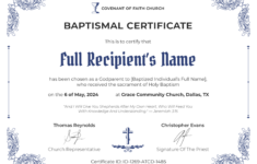 Spiritual Professional Baptism Certificate Template