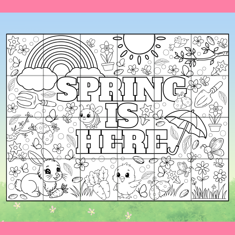 Spring Collaborative Poster 24 Page Coloring Mural Spring Collaborative Poster 24 Page Coloring Mural
