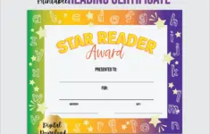 Star Reader Certificate Template Reading