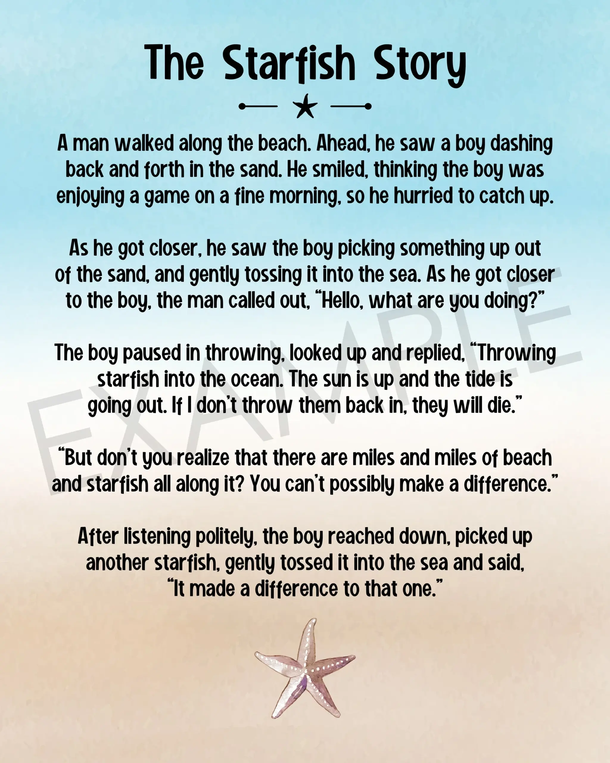 Starfish Story Printable Decor Beach Starfish Story Printable Decor Beach