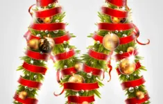 Stock Illustration Christmas Font Letter M Christmas Tree Branches Decorated W Christmas Font Letter M Christmas Tree Branches Decorated Image99224260