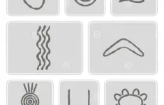 Stock Illustration Set Monochrome Icons Symbols Australian Aboriginal Art Your Design Image54563237
