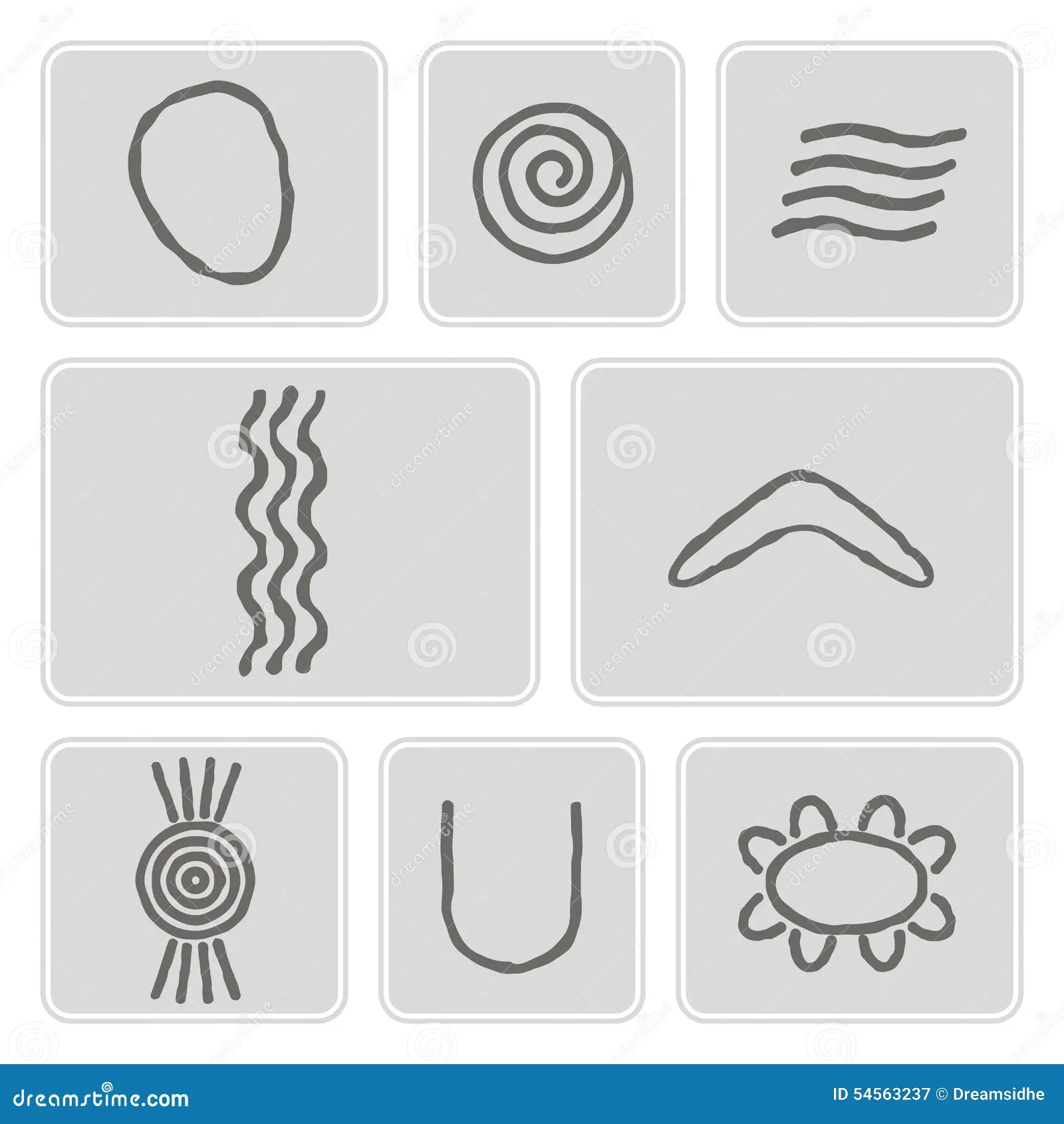 Stock Illustration Set Monochrome Icons Symbols Australian Aboriginal Art Your Design Image54563237