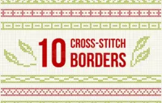 Stock Illustration Ten Seamless Borders Cross Stitch Embroidery Set Pattern Thin Geometric Frames Image73332745