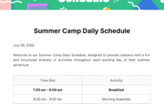 Summer Camp Daily Schedule