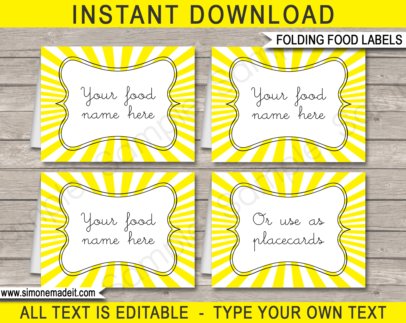 Sunshine Party Food Labels Template Copy Sunshine Party Food Labels Template Copy