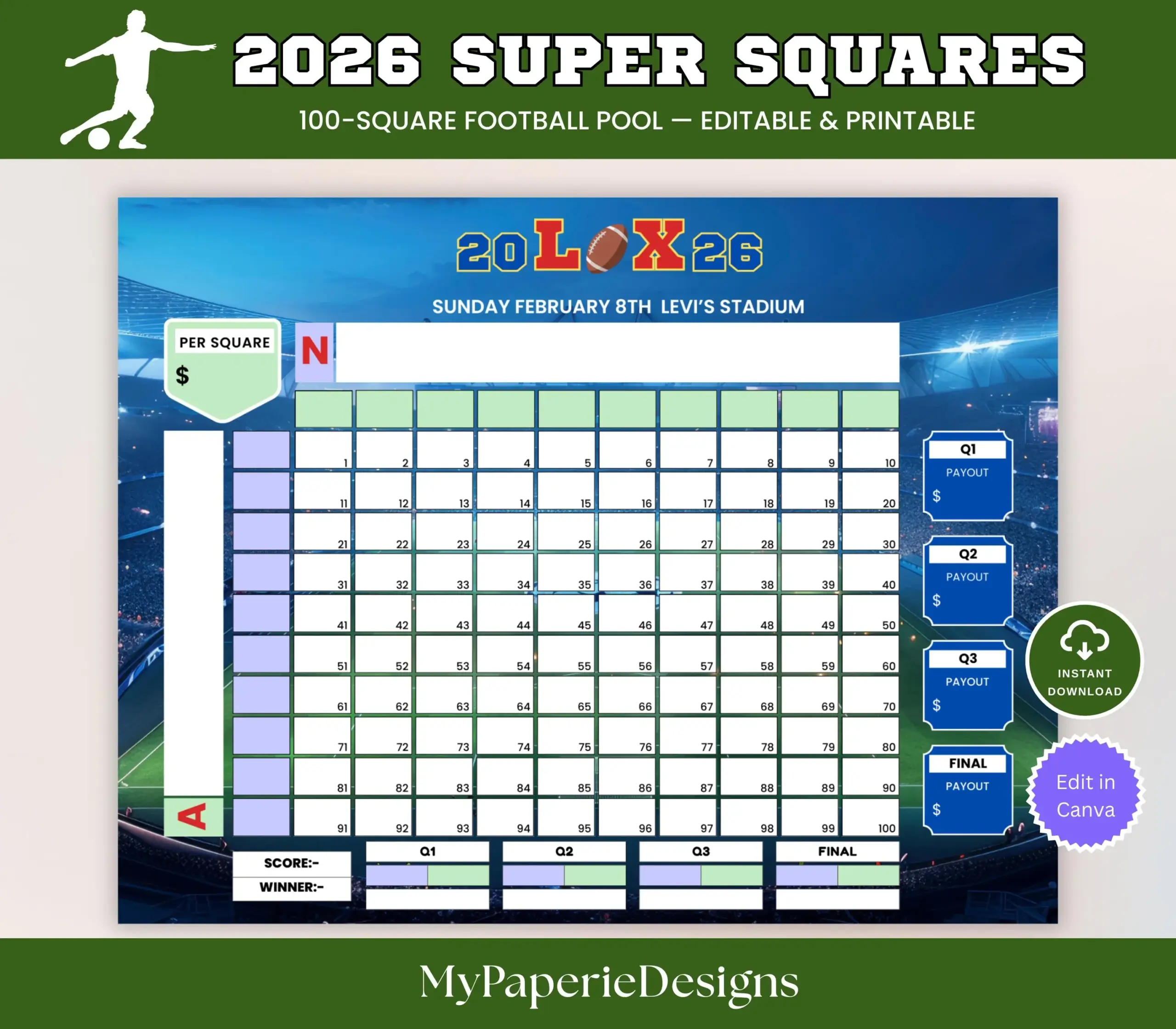 Super Big Game Football Squares 2026 Super Big Game Football Squares 2026