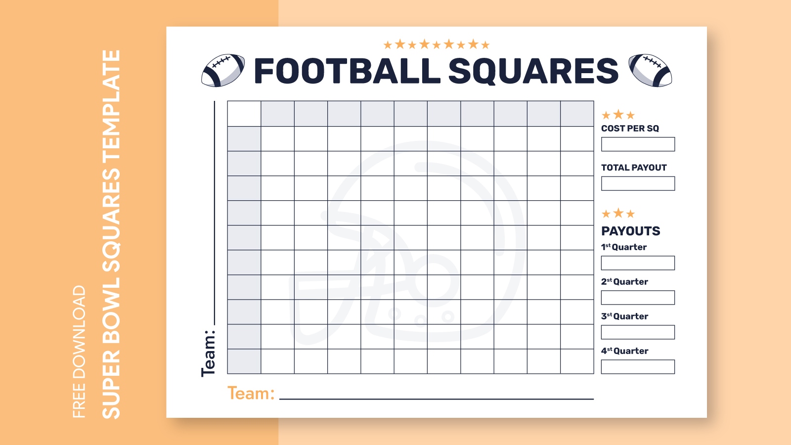 Super Bowl 100 Squares Free Google Docs Template Super Bowl 100 Squares Free Google Docs Template