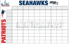 Super Bowl 2026 Squares Printable Boxes Template For Seahawks Vs Patriots