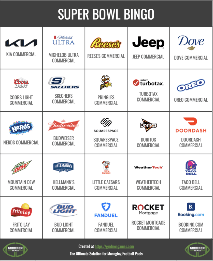 Super Bowl Bingo Cards