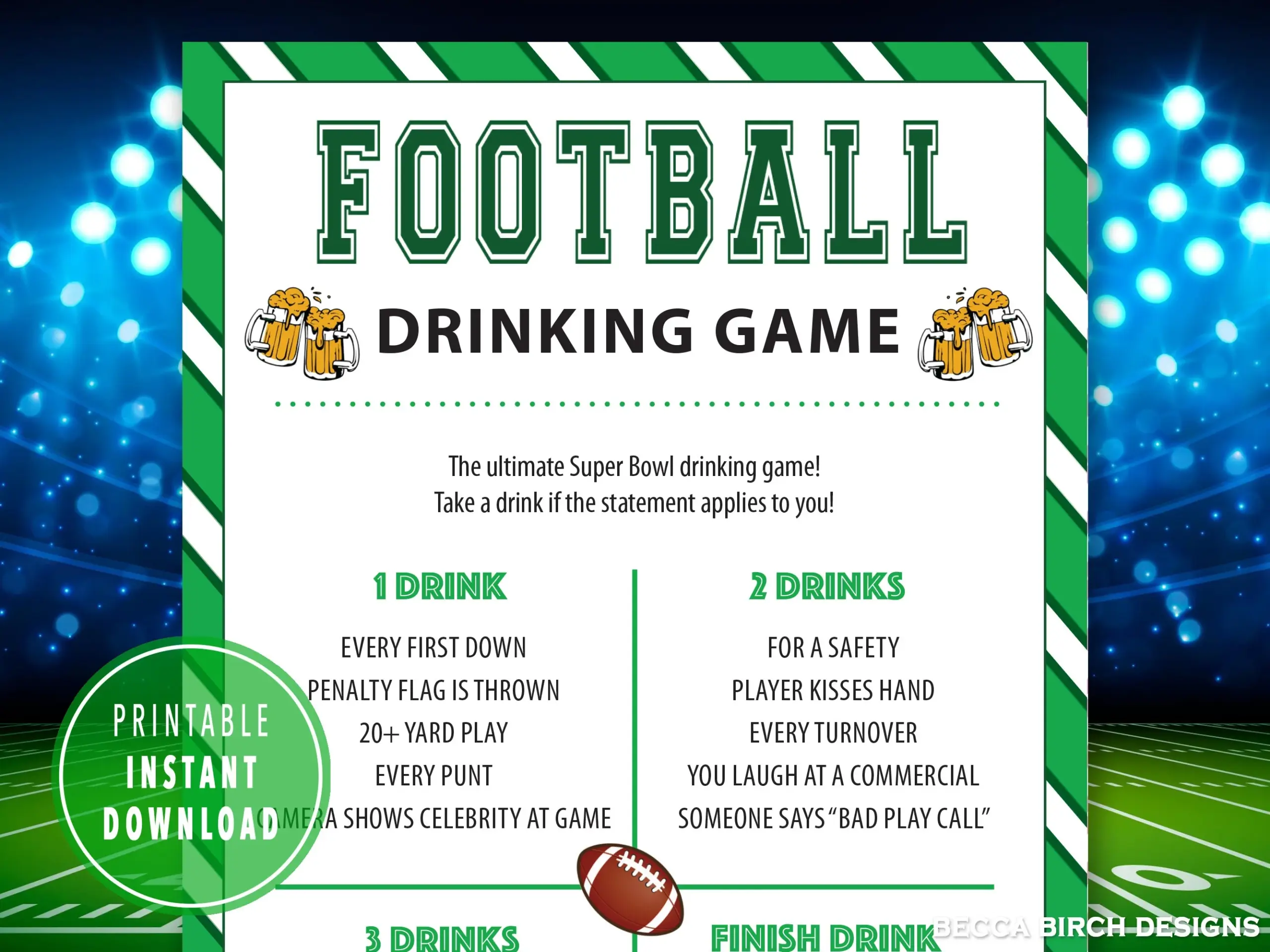 Super Bowl Football Drinking Game Super Bowl Football Drinking Game