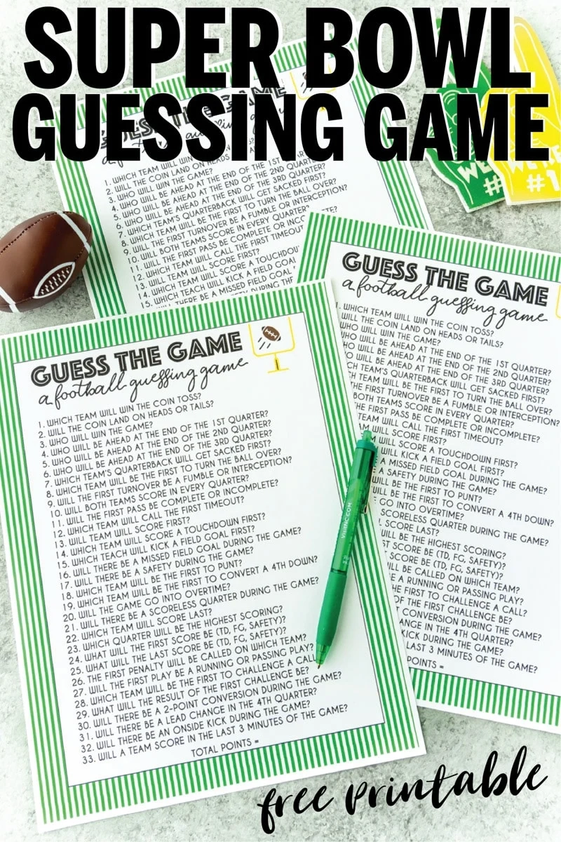 Super Bowl Guessing Game Super Bowl Guessing Game