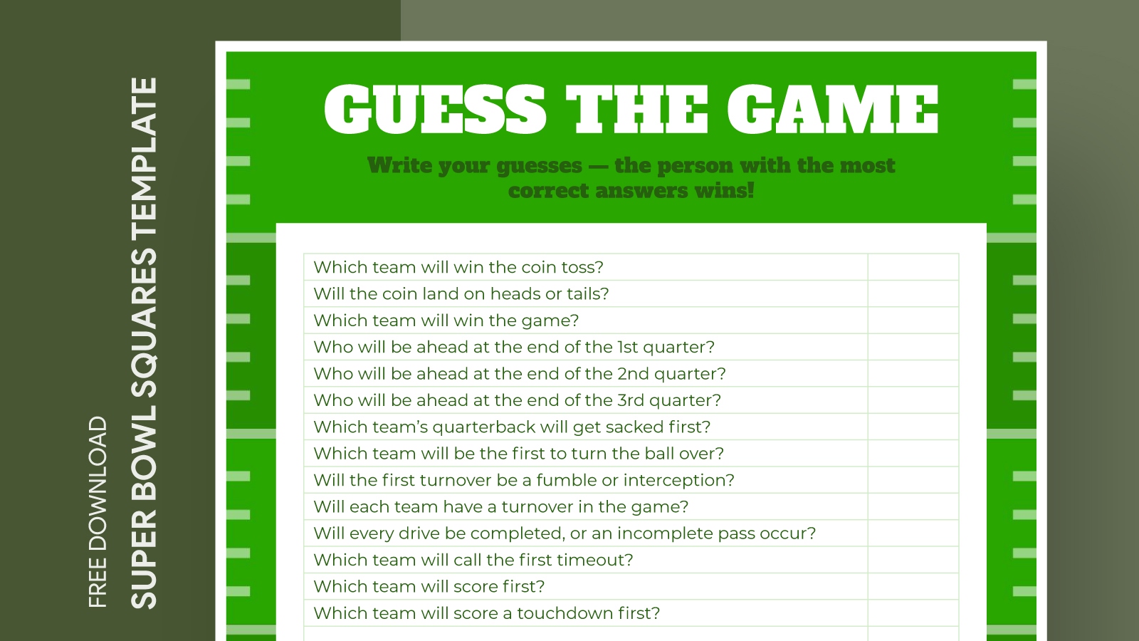 Super Bowl Guessing Game Free Google Docs Template Super Bowl Guessing Game Free Google Docs Template