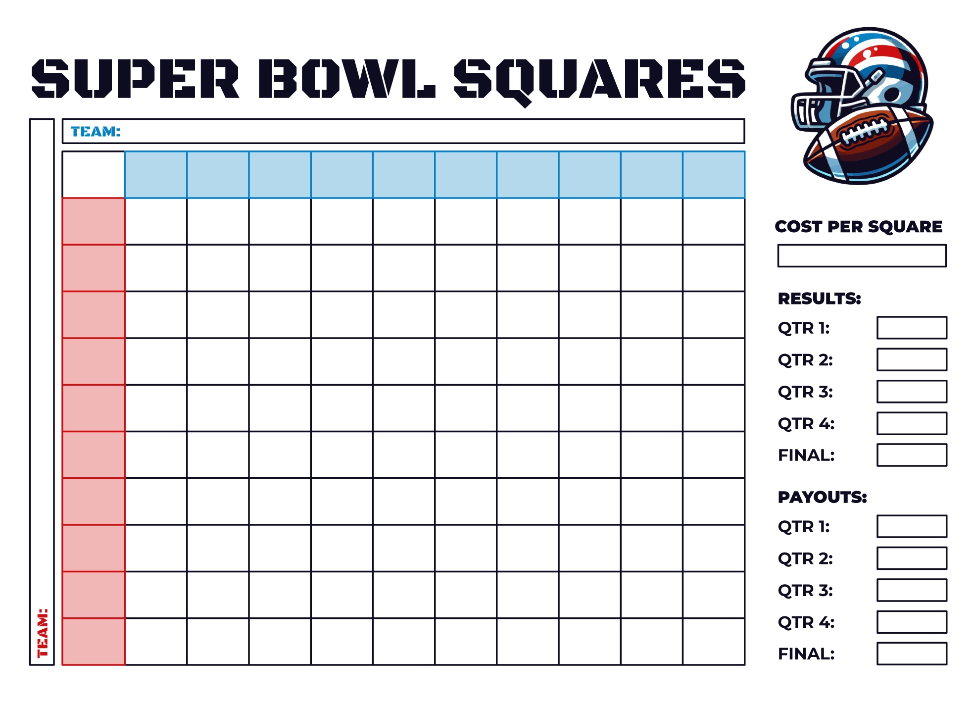 Super Bowl Squares Board Free Google Docs Template Super Bowl Squares Board Free Google Docs Template