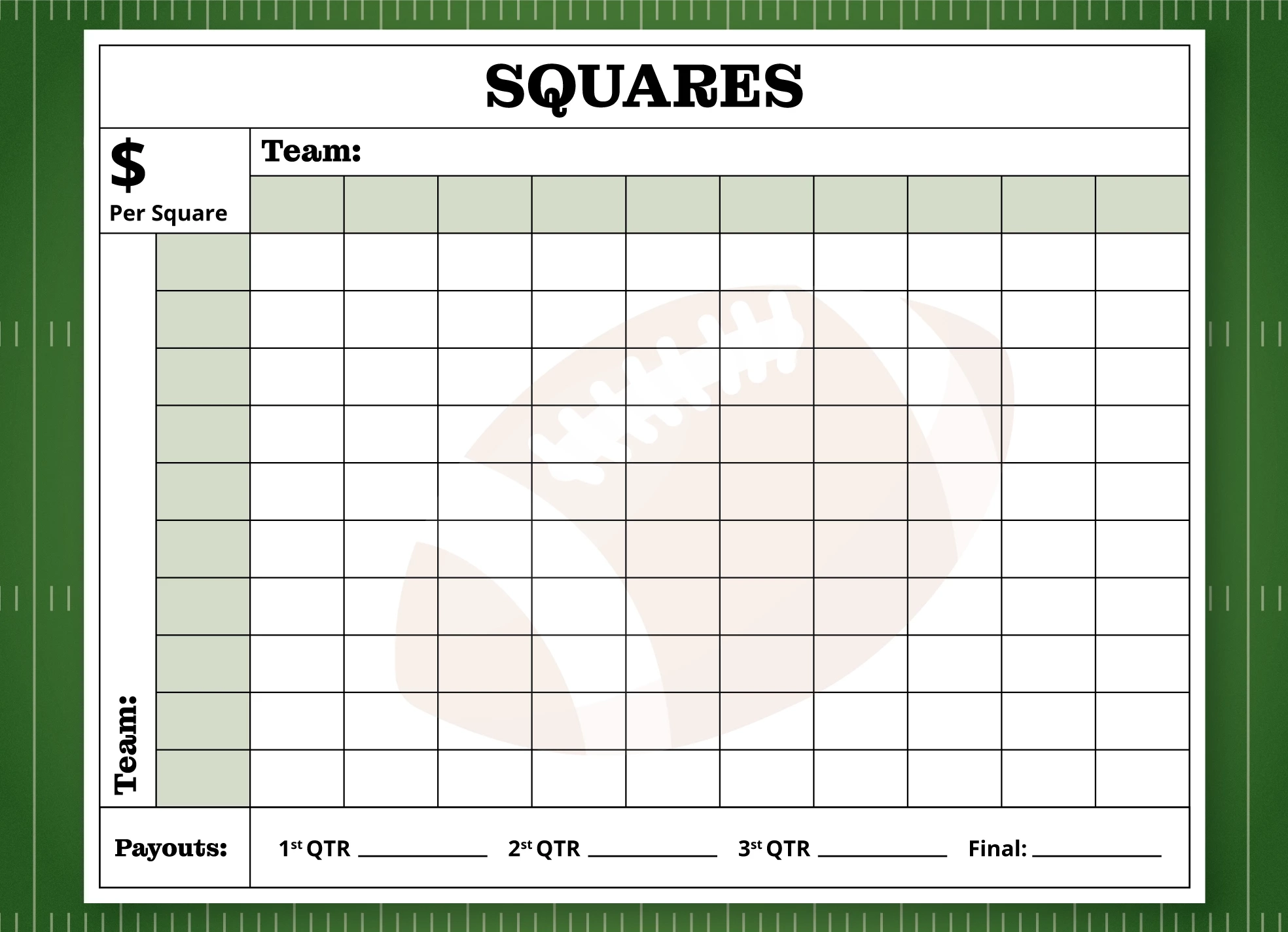Super Bowl Squares Templates Super Bowl Squares Templates