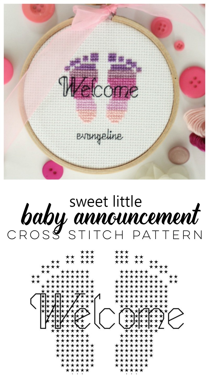 Sweet Little Baby Announcement Cross Stitch Pattern Free Instant Download Sweet Little Baby Announcement Cross Stitch Pattern Free Instant Download