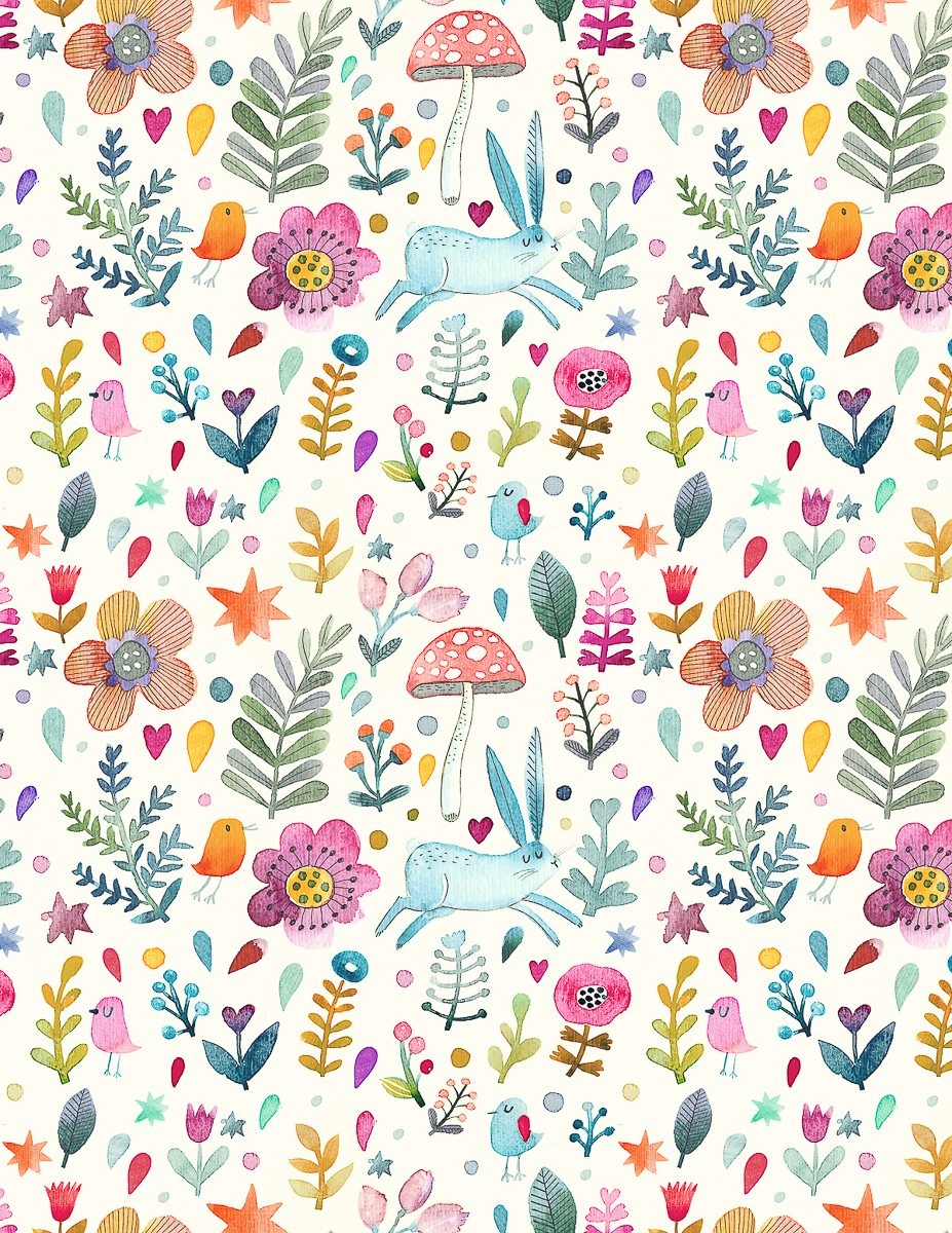 Sweet Watercolor Bunny Gift Wrap Free Printable