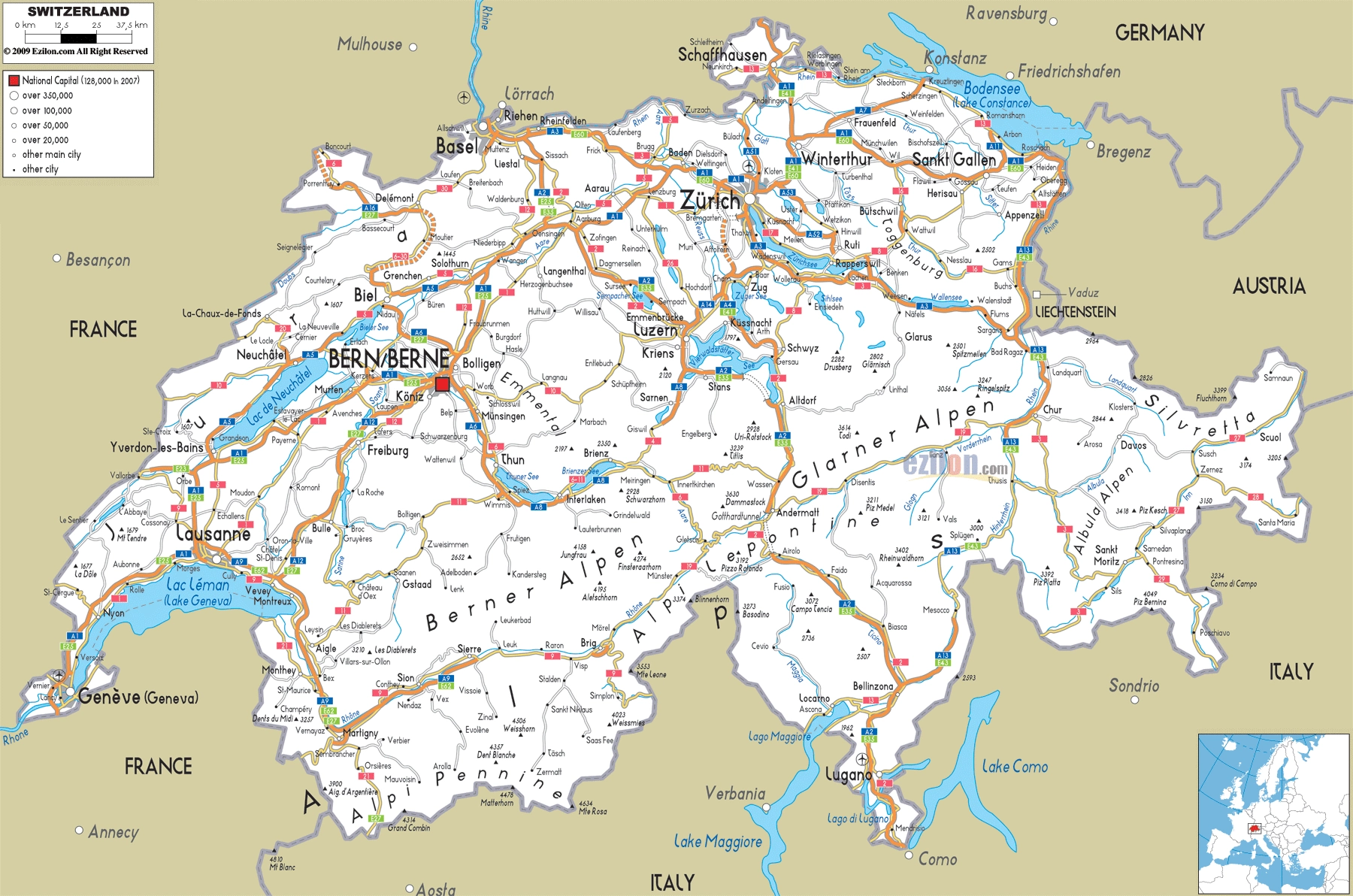 Switzerland Road Maps